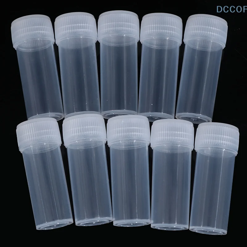 10Pcs 5ml Plastic Test Tubes Vials Sample Container Powder Craft Screw Cap Bottles for Office School Chemistry Supplies