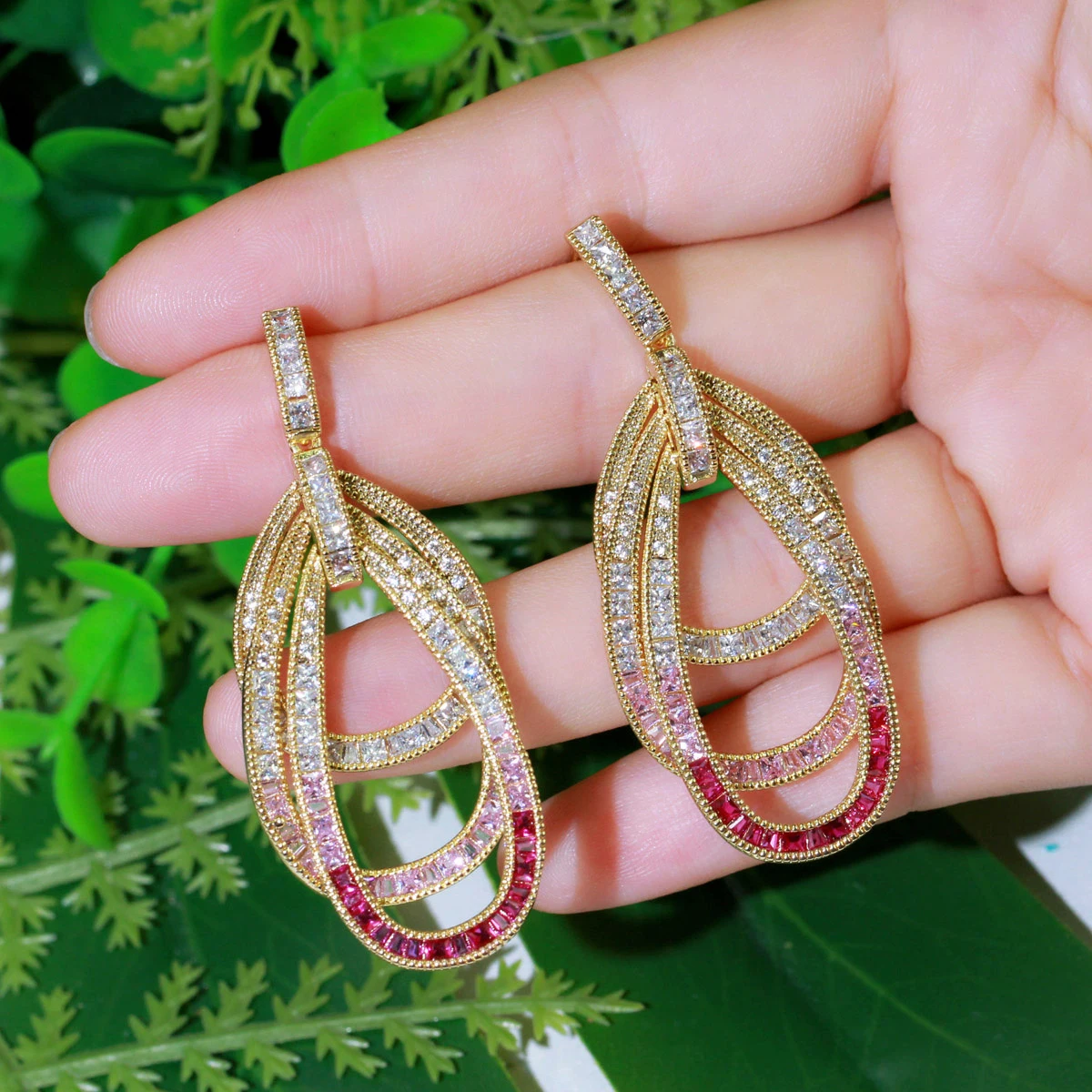 ThreeGraces Personality Colorful Cubic Zirconia Long Dangle Earrings for Ladies New Fashion Bridal Evening Party Jewelry ER513 image 2