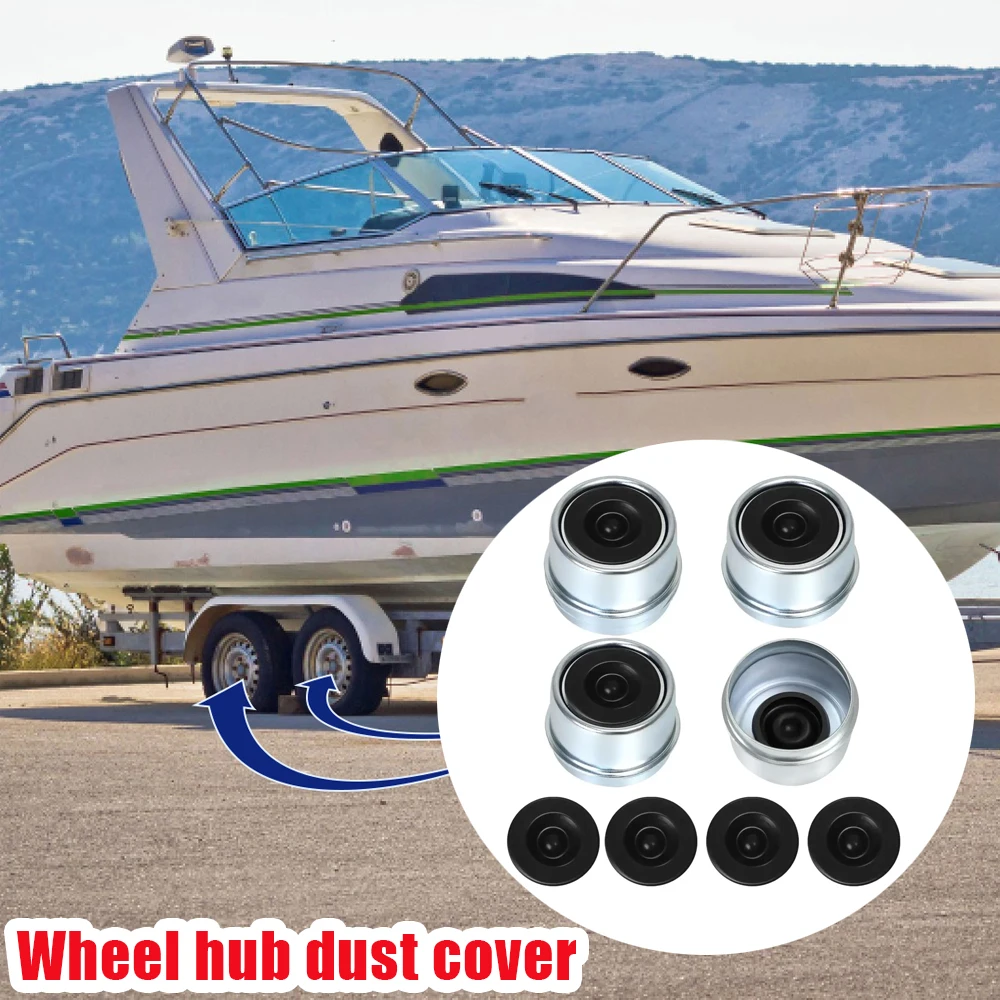 

4 шт. Пылезащитные колпачки для подшипников колес прицепа для тяжелых условий эксплуатации с 4 дополнительными резиновыми уплотнительными заглушками для транспортных средств, весом от 2000 до 3500 фунтов.