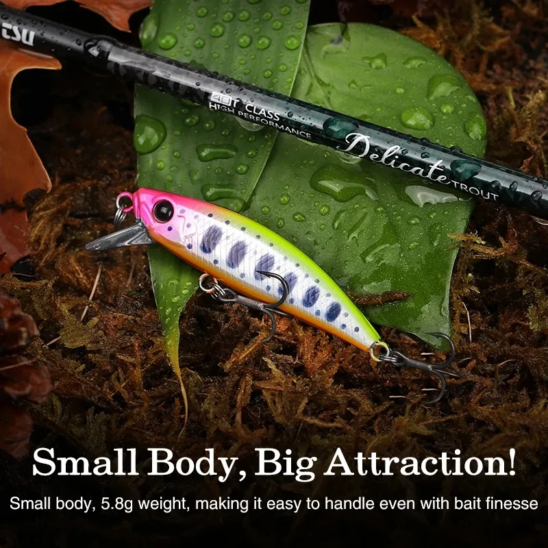 Isca Artificial TSURINOYA Intruder 51S Sinking Minnow para Pesca em Rios, 51mm 5.8g, Isca Dura para Truta e Ajing, Jerkbait para Rios