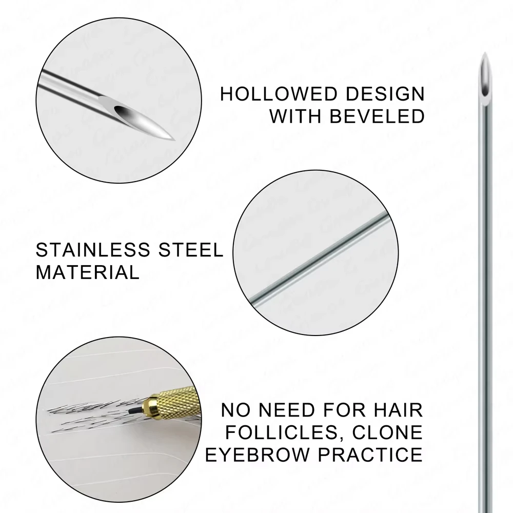 10pcs Real Eyebrow Needles for Begginner Training Professional Eyebrow Implantation Technology for Permanent Makeup