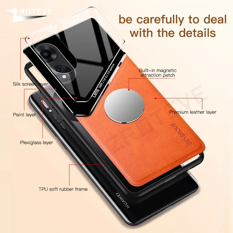 For OppoA58 Case Zroteve PU Leather Car Magnetic Hard PC Cover For OPPO A58 A38 A18 A78 4G OppoA38 OppoA18 OppoA78 Phone Cases