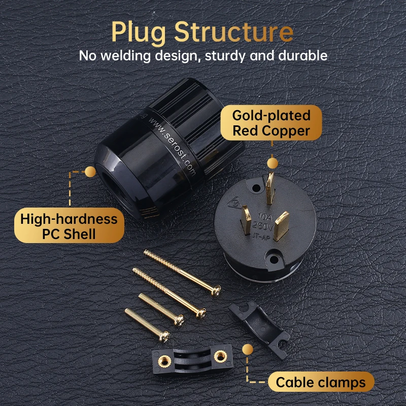 Serost HiFi Vergoldeter Kupfer US AU UK EU & C-7/13/19 Netzstecker für die Herstellung von Audio-Stromkabeln – Detail 3