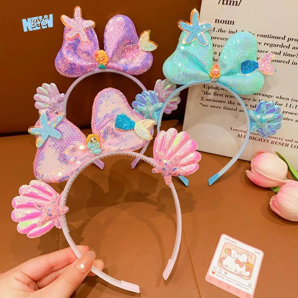 

Shell Sequins Mermaid Headband Bow Starfish Children's Hair Hoop Headwear Hair Accessories Cute Princess Headdress