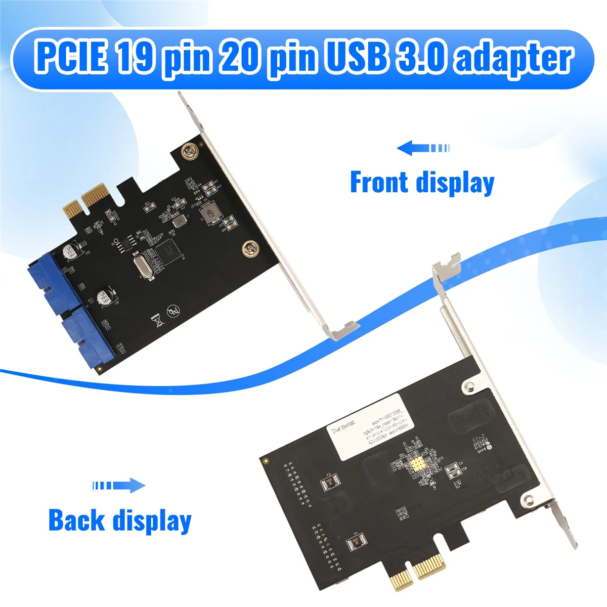 Y06A PCI Express USB 3.0 19 Pin Expansion Card PCIE 1X to 2 Ports USB 3 19 Pin Adapter Internal USB3 20Pin Hub Header