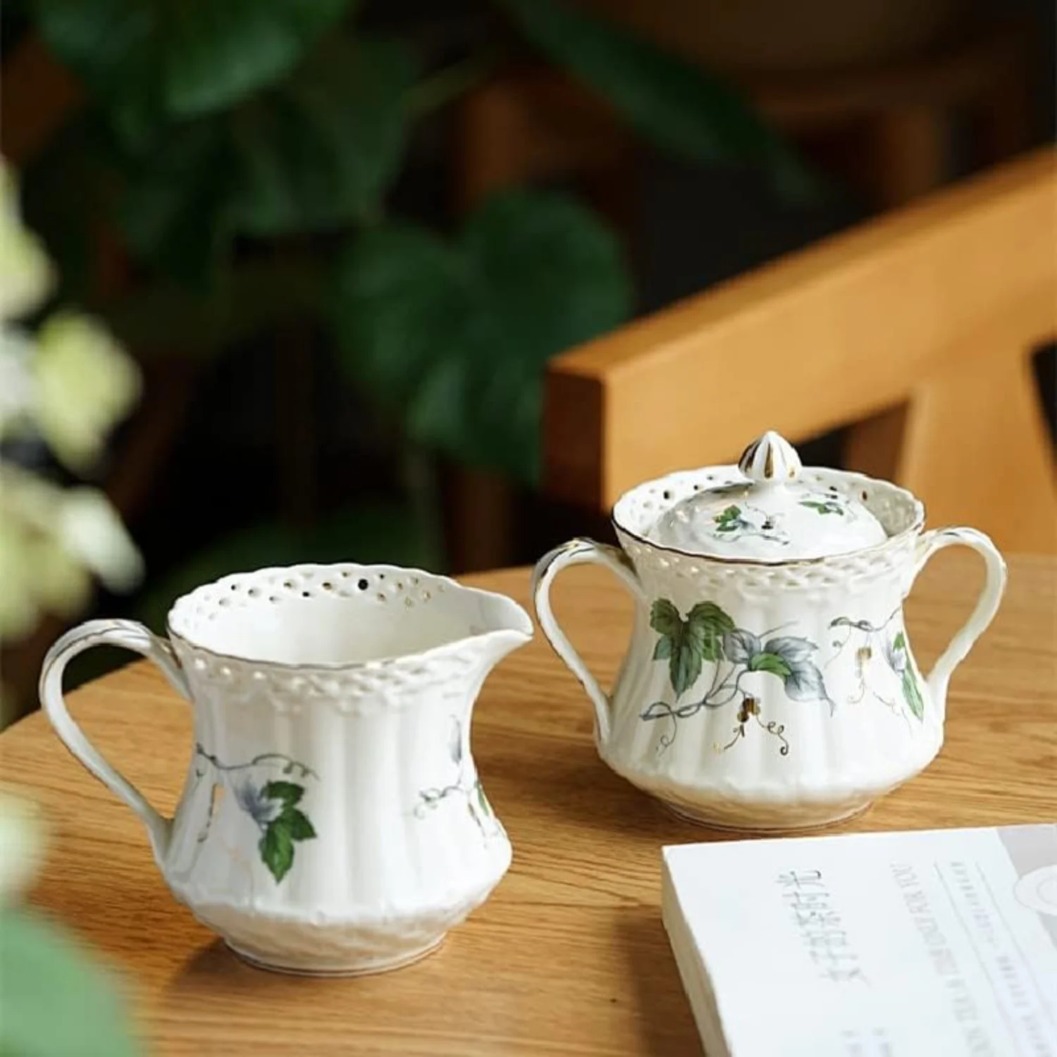 Elegant Ceramic Coffee Mug Set with Teacups, Saucers, Spoons, Tea Pot, Sugar Jar - Perfect Wedding or Birthday Presents for Coff