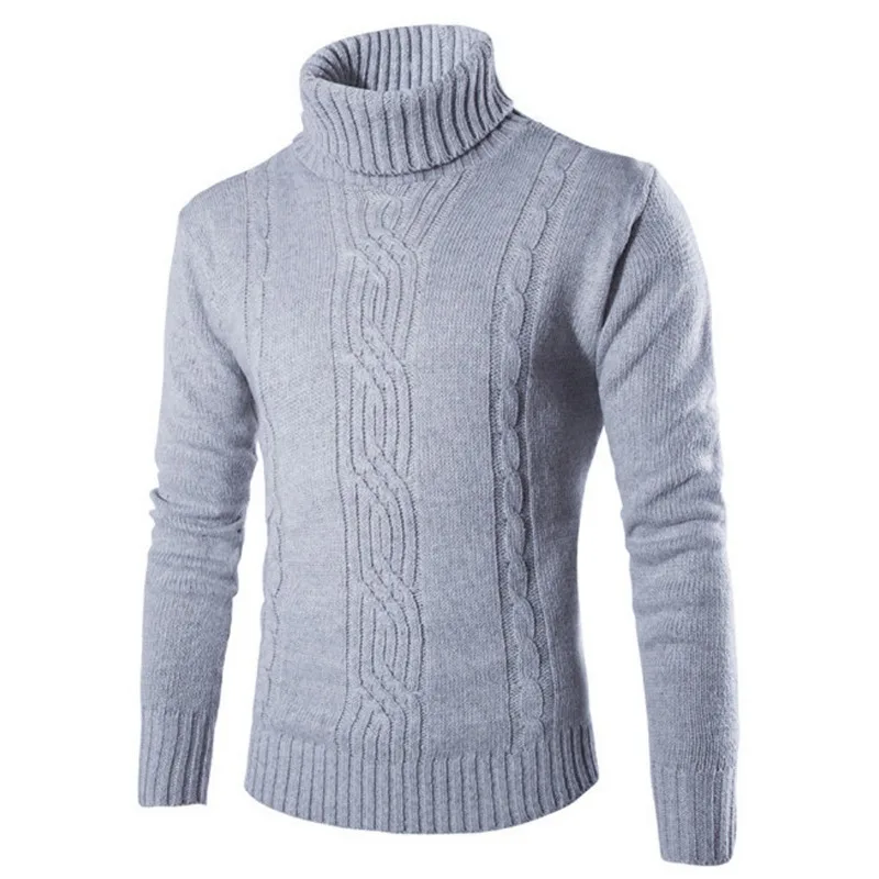 Maglione pullover da uomo a maniche lunghe con collo alto da uomo casual britannico