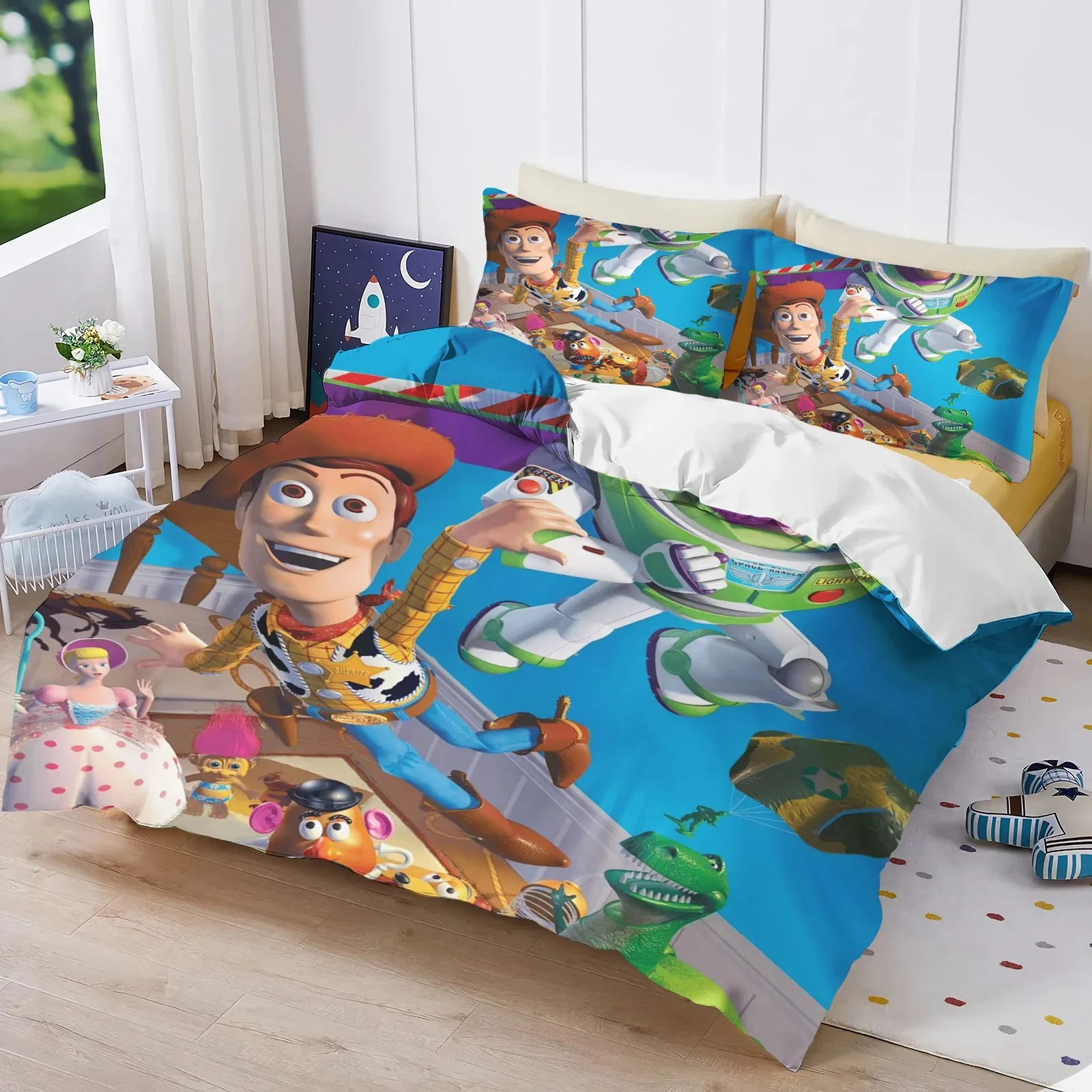 

Disney Cartoon comforter sets, Buzz Lightyear Winnie the Pooh Princess Bedding Set, home Bedroom Cartoon Girl Castle Duvet Set