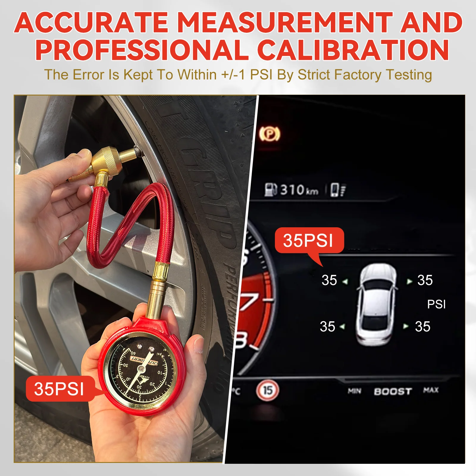 مجموعة أدوات تفريغ الإطارات من RapidFlow 0-60 رطل لكل بوصة مربعة بمقياس مزدوج لقياس ضغط الهواء لشاحنة جيب ATV SUV إلخ ملحقات الطرق الوعرة 4x4