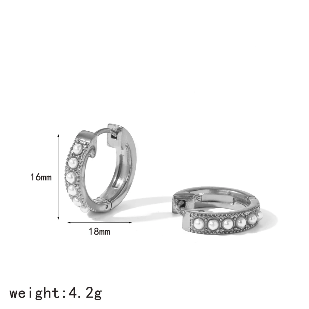 Klassische Edelstahl-Cubic-Zirkonia-Huggie-Creolen für Damen, wasserfest, hypoallergen, Modeschmuck – Detail 10