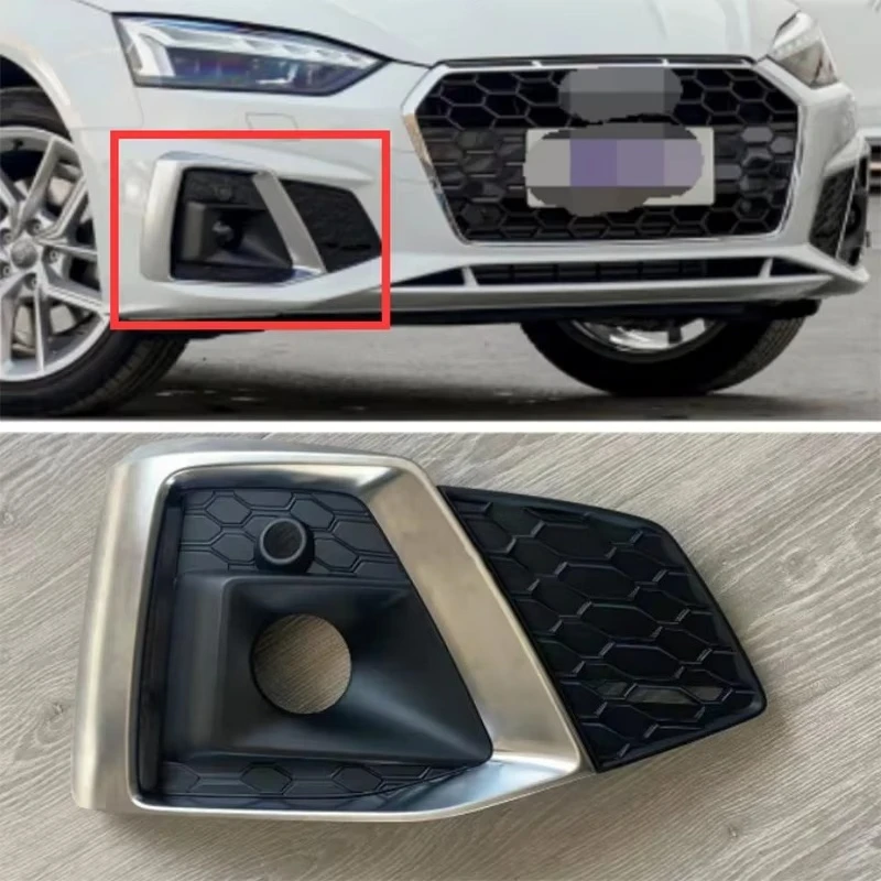 Front Honeycomb Bumper Fog Light Grille Grill Cover with ACC Hole For Audi A5 S5 Sline S-line Sport model 2020 2021 2022 2023