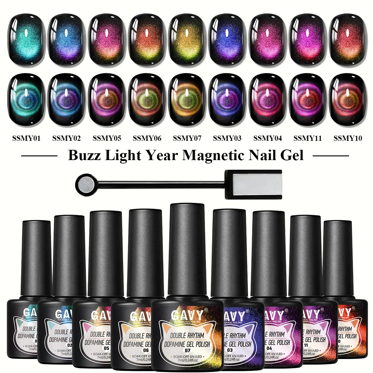 10Pcs Dual Color Chameleon Magnetic Cat Eye Gel Nail Polish Set With Magnet Stick Iridescent Shifting UV LED Manicure Kit