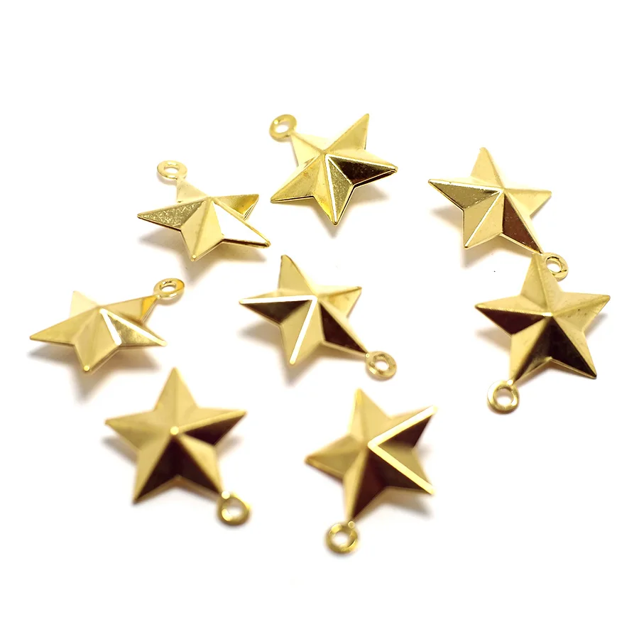 

Brass Star Earrings Charms,Hollow Out Pentagram Pendant,Earring Jewelry Necklace Making,19x16mm，10pcs