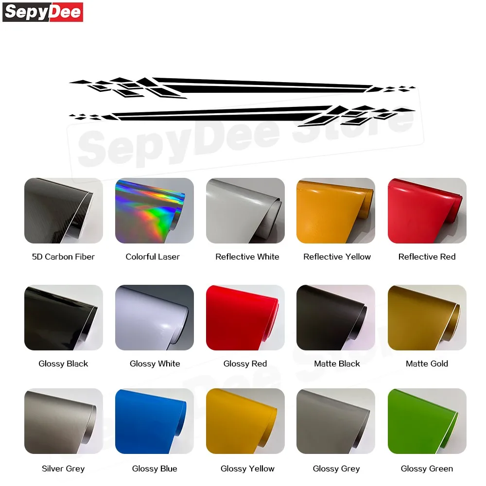 2Pcs Car Side Stripes Sticker for Toyota FJ Cruiser Checkered Graphic Vinyl Decal Car Accessories