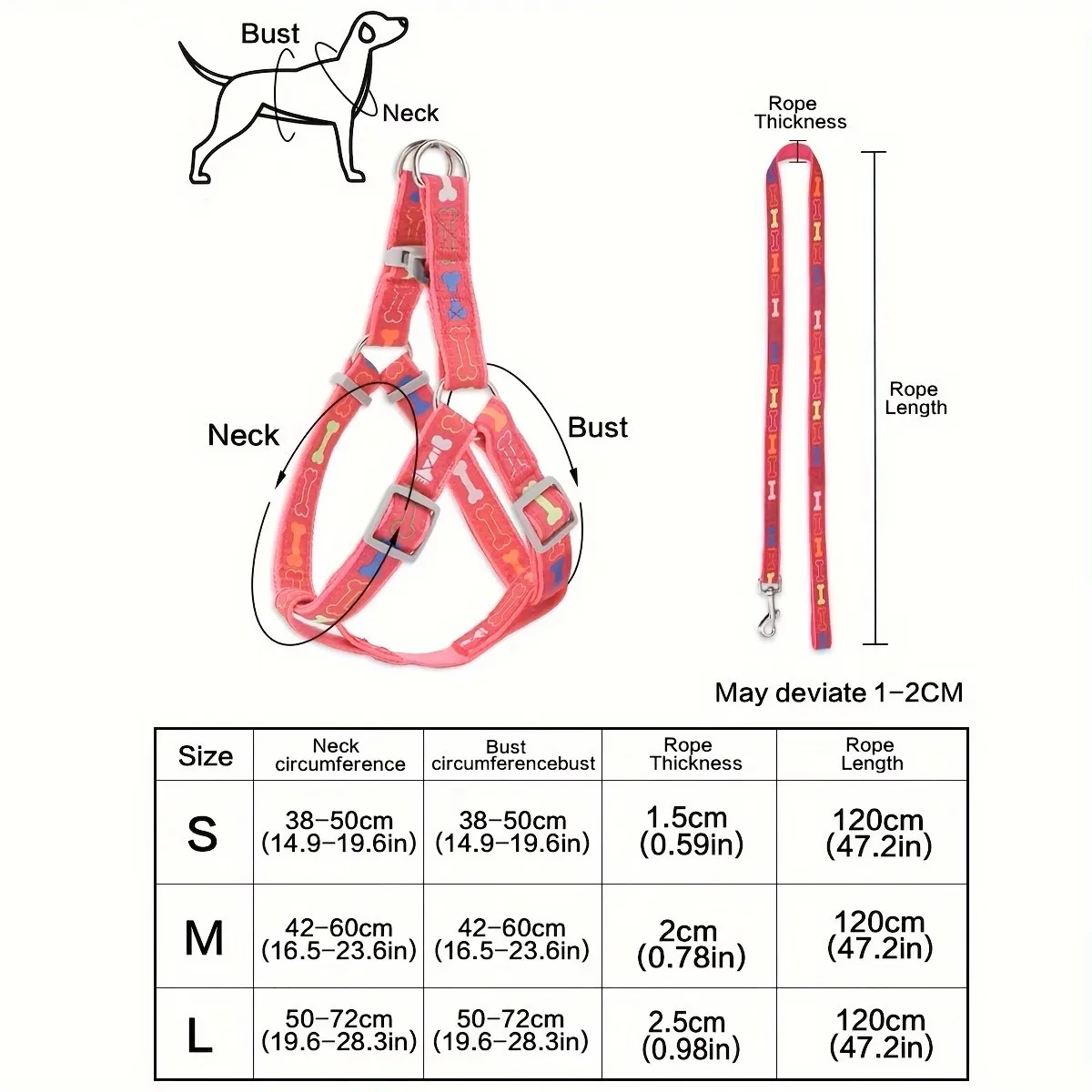 Adjustable Dog Harness with Quick Release Buckle Durable Polyester Pet Chest Strap Double D Ring Safety Vest for Small Medium Do - view 4