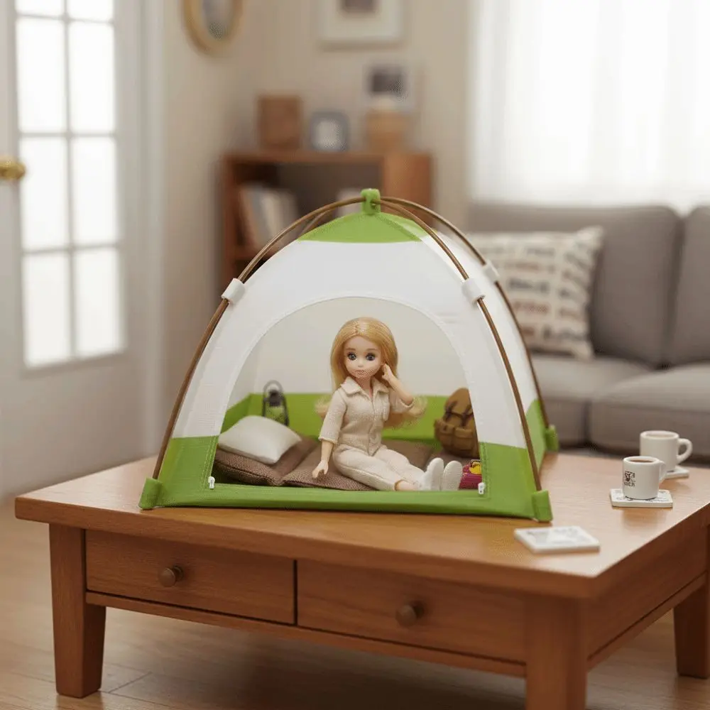 

1:12 Scale Camping Tent Model Oxford Cloth Miniature Simulated Outdoor Tent Decoration Ornament Small Tent Photo Props
