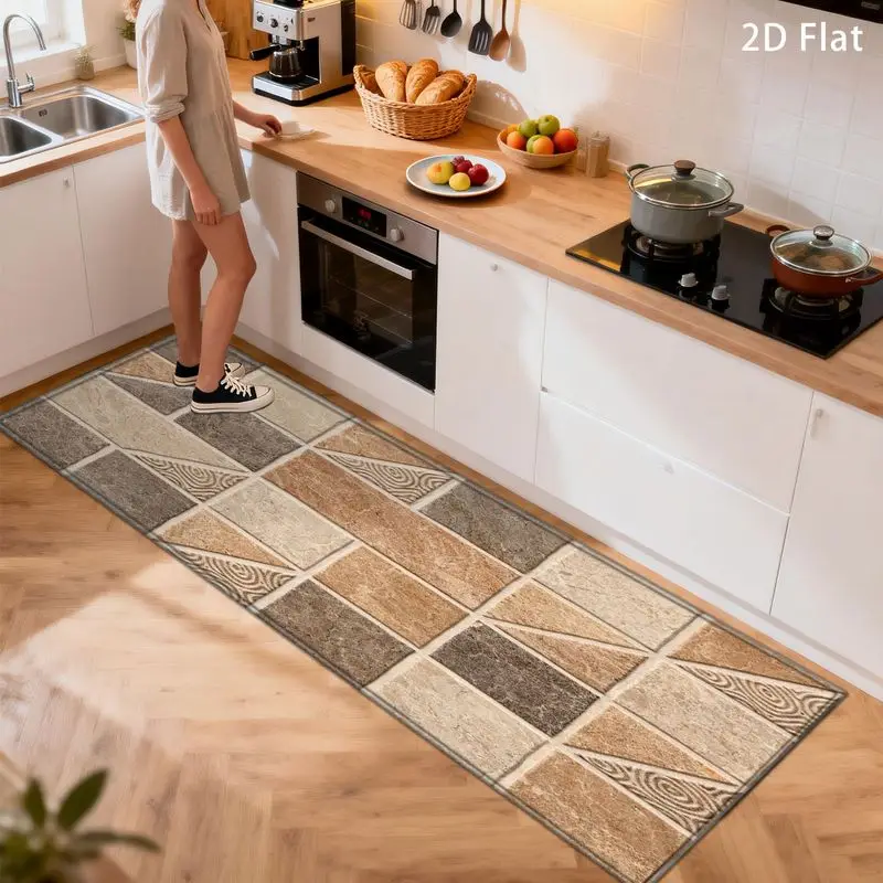 Modern Marble Tile Kitchen Area Rug Soft Non Slip Entryway Runner Laundry Room Hallway Home Decor Luxury Style Floor Mat