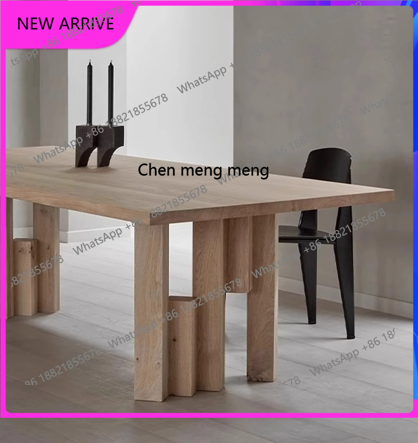 

Dining table ash wood medieval solid wood Italian rectangular household strip table H