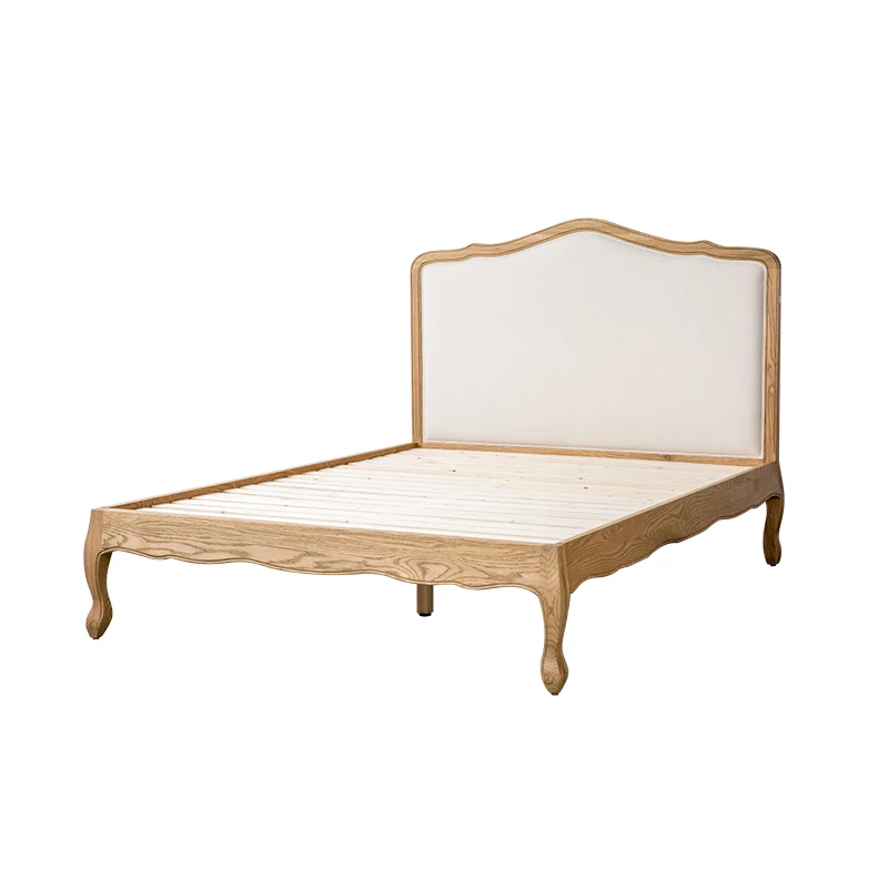 

American country oak solid wood frame three-proof cotton and linen flat soft bag single double beautiful woman bed