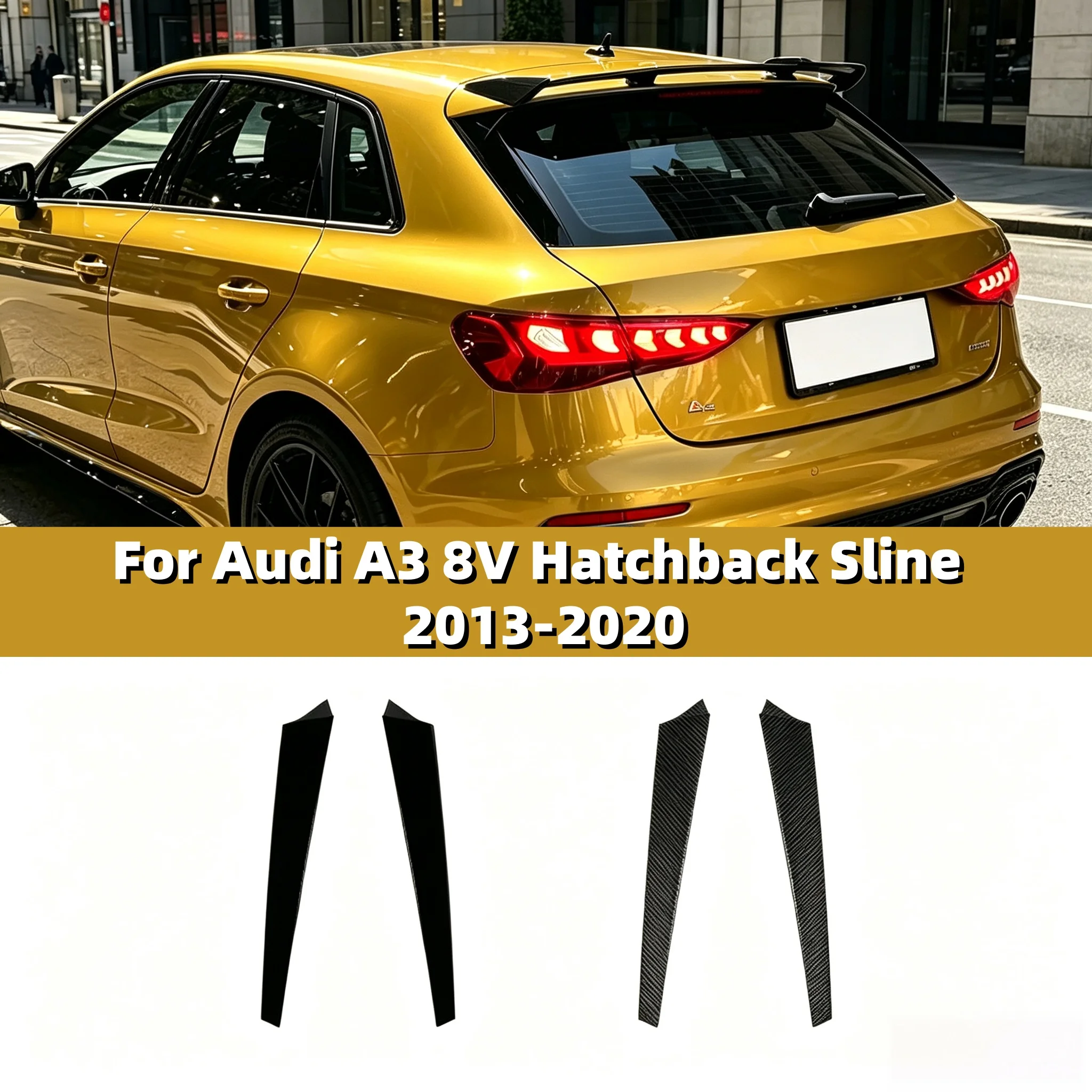 Für Audi A3 8V Hatchback Sline 2013-2020 Auto-Heckflügel Karosserie-Kit Modifikation Hochglanz Schwarz/Carbon-Optik