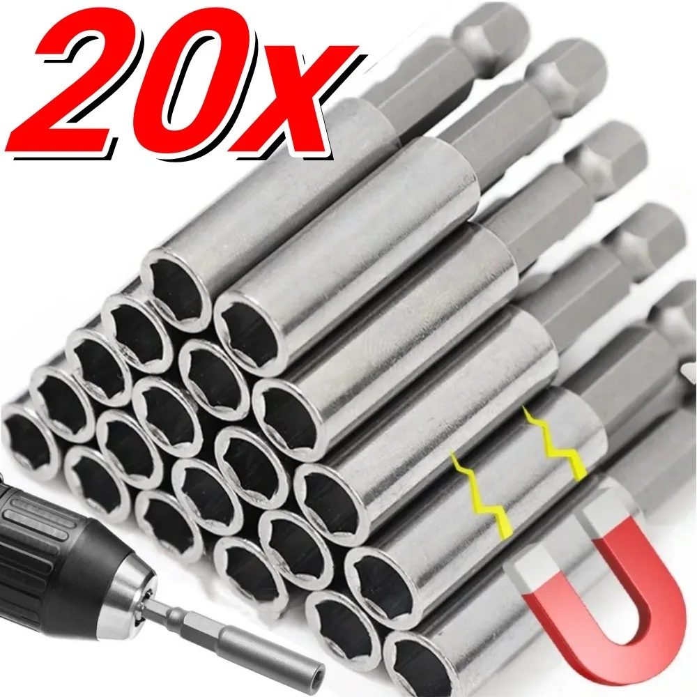 20-1PCS Hex Shank Drill Bit 60MM-150MM Magnetic Screwdriver Extended Link Screwdriver Head Holder Kit Rotary Tool Accessories