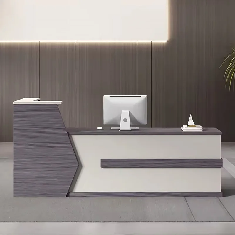Custom Logo Modern Company Reception Desk Hotel Lobby Wooden Salon Services Reception Desk Front Desk