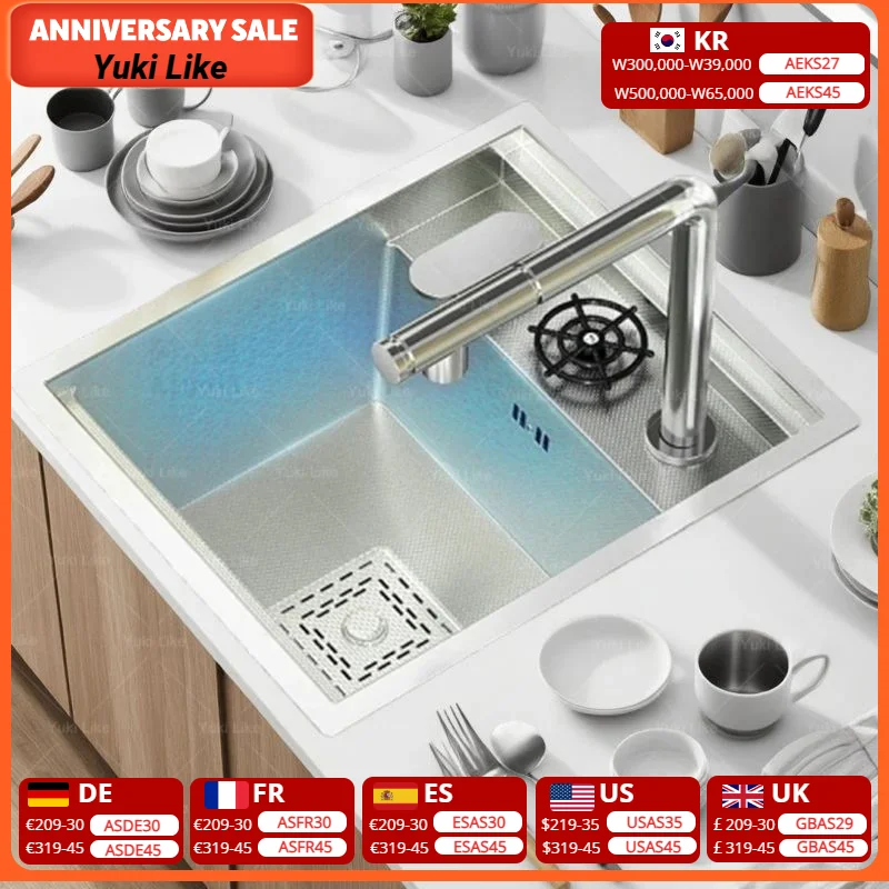 

Silver Stainless Steel Hidden Kitchen Sink Bar Apartment Small Single Slot With Lid Cup Washer Household Mini Wash Dish Basin