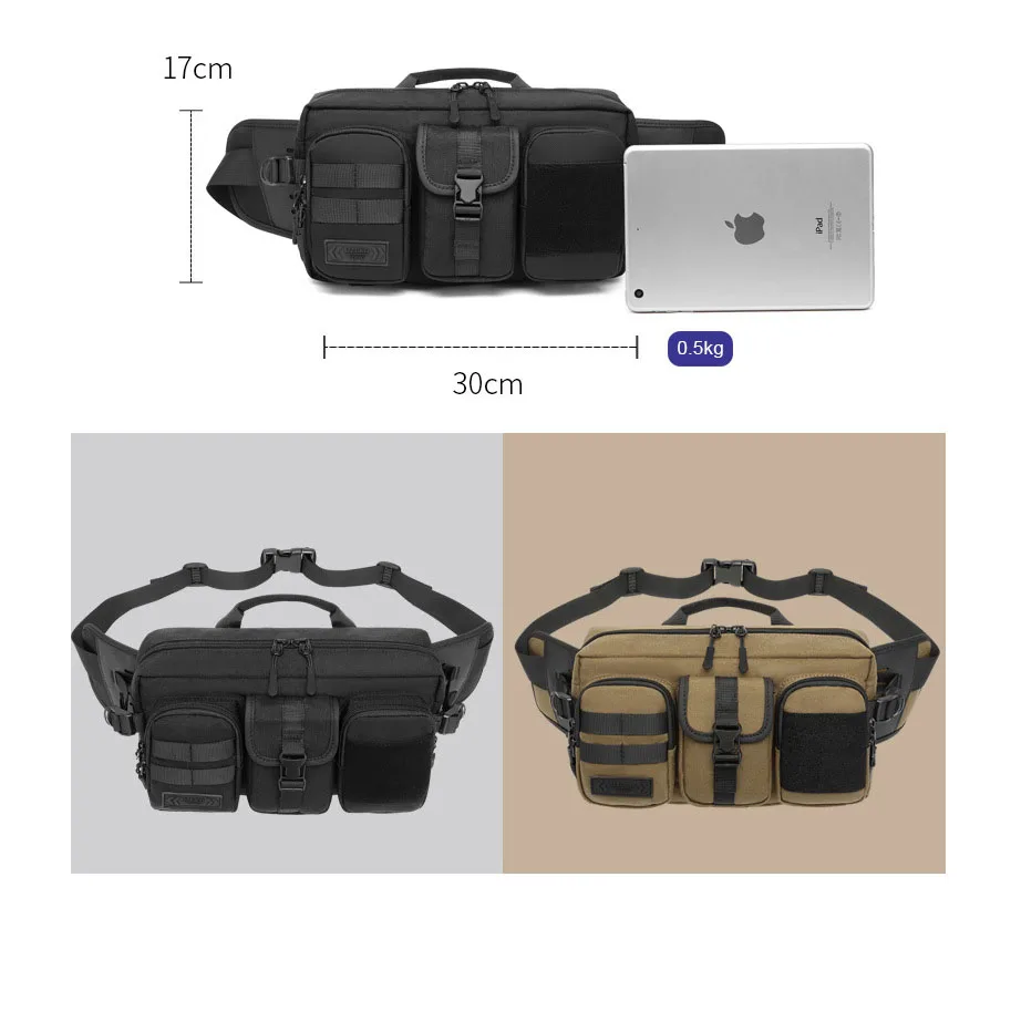 Nylon Male Tool Sling Chest Hip Bum Bag Men Waist Fanny Pack Belt Bag Tactical Military Motorcycle Rider Sports Climb Camping