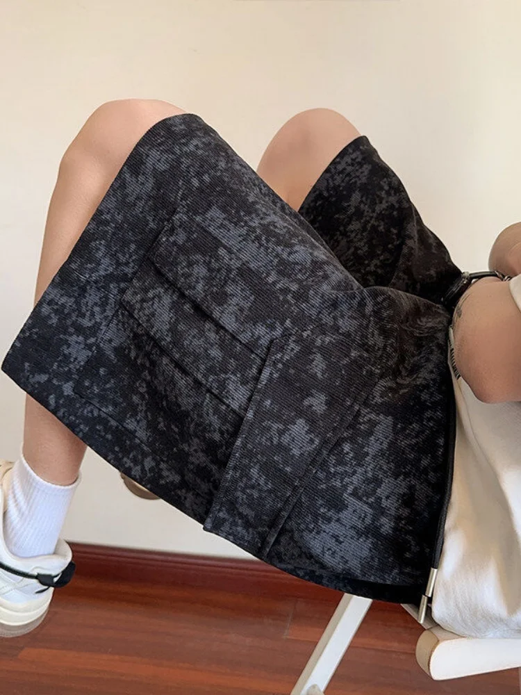 

Летние тонкие вельветовые рабочие шорты для мужчин в американском ретро-стиле, окрашенные, свободные повседневные брюки-карго, дышащие, прямого кроя