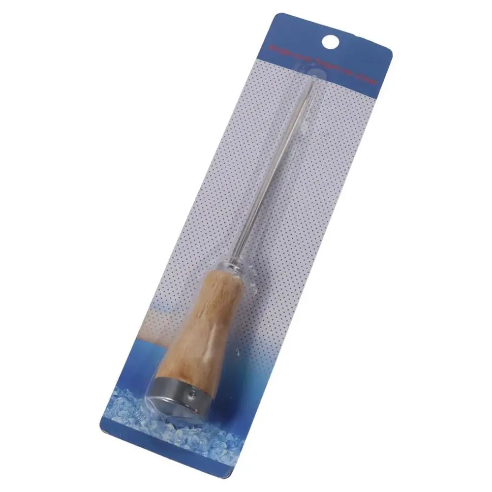 Durable Wooden Handle Ice Pick Ice Breaking Single Fork Ice Cone Sharp Deicing Ice Chisel Kitchen