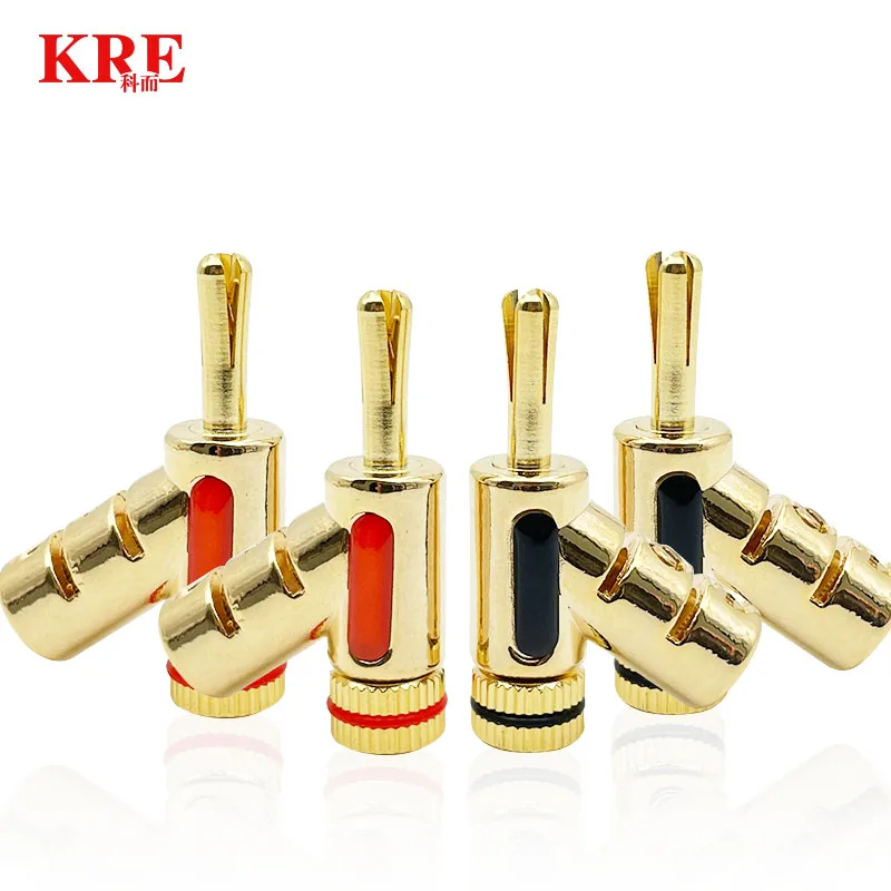 

8Pcs/4Pairs High Performance 24K Gold Plated Audio Banana Connectors 45Dgree Locking Banana Plug For Speaker Cable