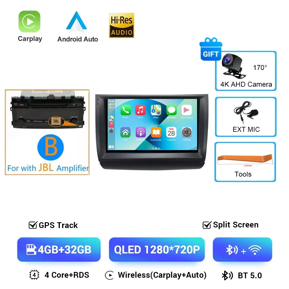 Carplay Autoradio 2 din Android 16 Voor Toyota Prius 20 2003-2009 Autoradio Multimedia Video Player GPS navigatie Stereo BT HU