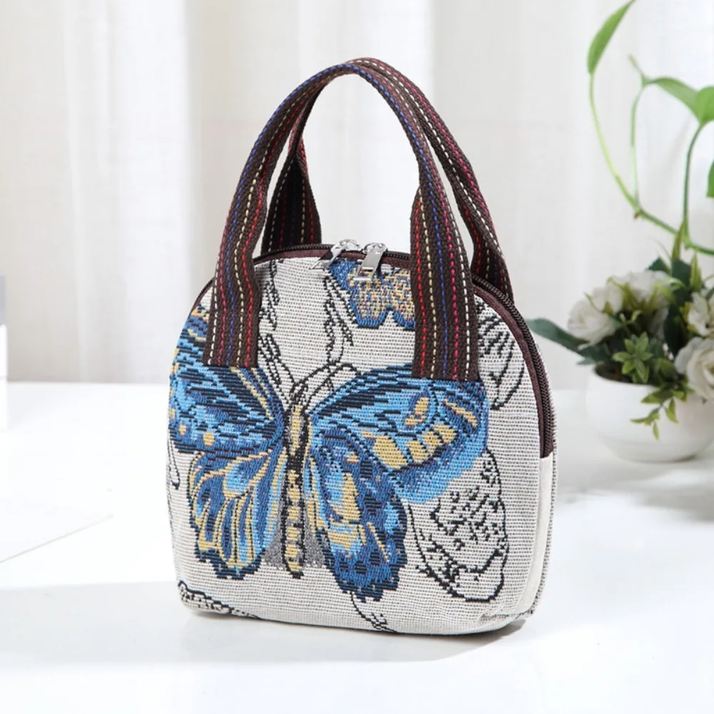 Dacron Retro Tote Handbags Large Capacity Printing Top Handle Handbag Embroidered Pattern Bag