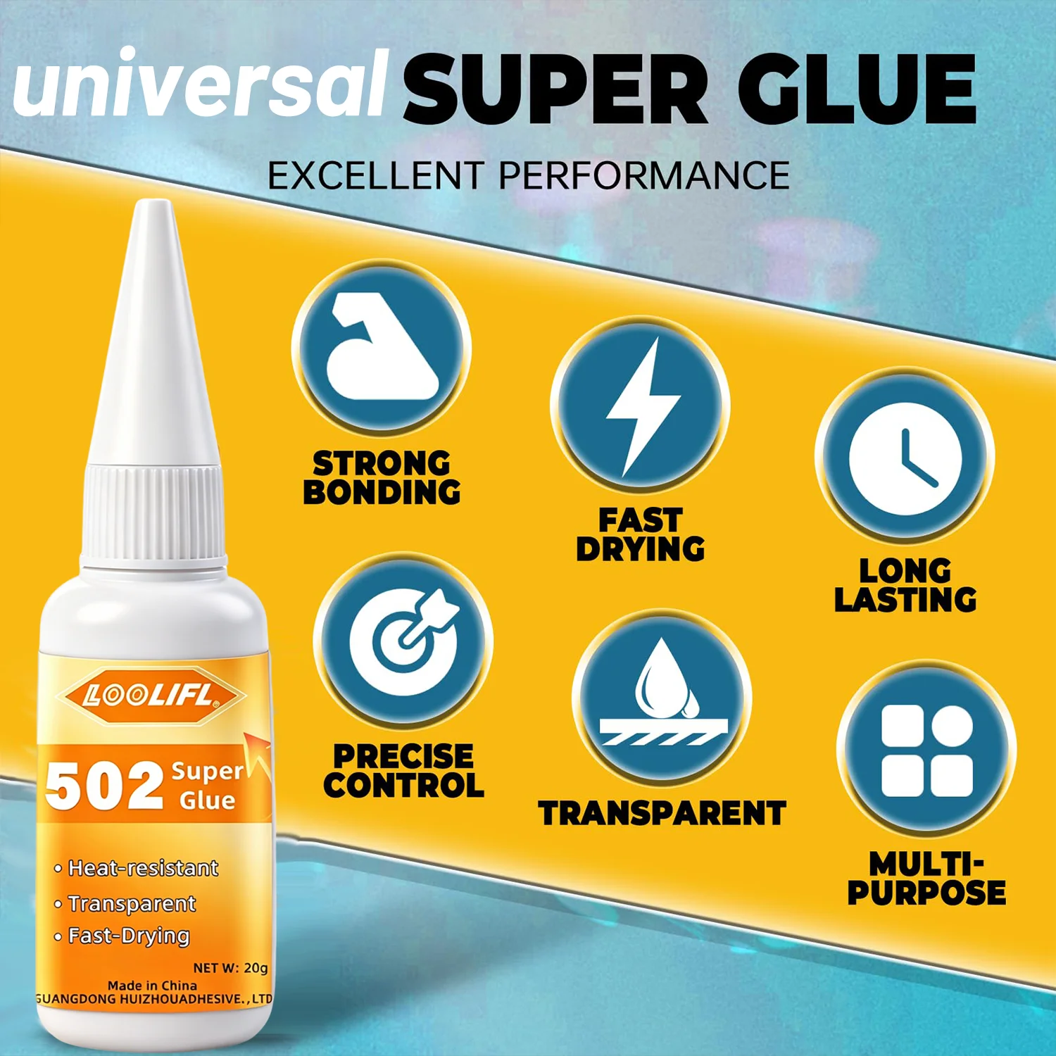 502 Multi-Purpose Super Glue Instant Quick-drying Cyanoacrylate Adhesive for Metal Glass Plastic Strong Bond Liquid Glue Tool