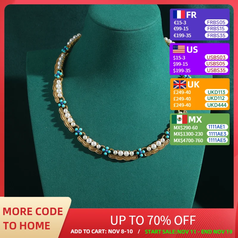 

Vintage Baroque Style Flower Wreath pearl necklace natural choker Antique Jewelry Collar Gold Color Fashion Accessories Women