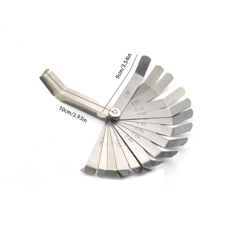 16 Blades Feeler Gauge 0.05-1.0mm 0.127-0.508mm Curved Valve Offset Measurement Tool Stainless Steel Thickness Measuring Tool