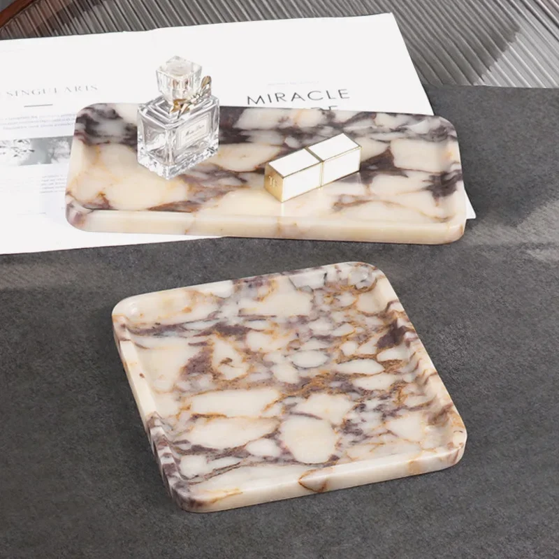 

Simple And Modern Natural Calacatta Viola Marble Square Tray Sample Room Bathroom Hotel Sink Storage Tray Ornaments