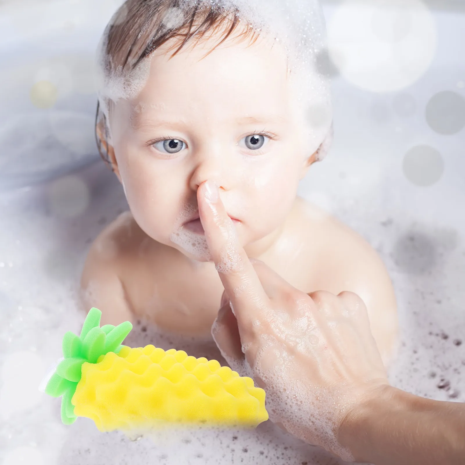1Pcs Pineapple Design Baby Bath Sponge Gentle Exfoliating Shower Scrubber for Kids Newborns Soft Cleansing Tool