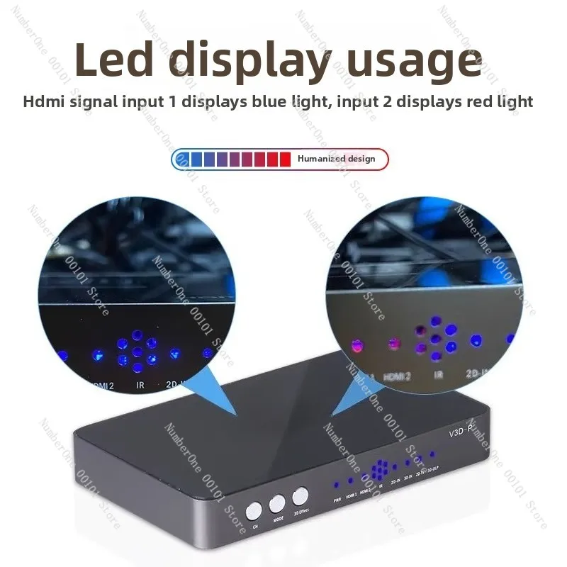 2D to 3D Video Converter for DLP Projector & 3D TV, AR Smart Glasses Compatible, HDMI Real-Time Conversion Device