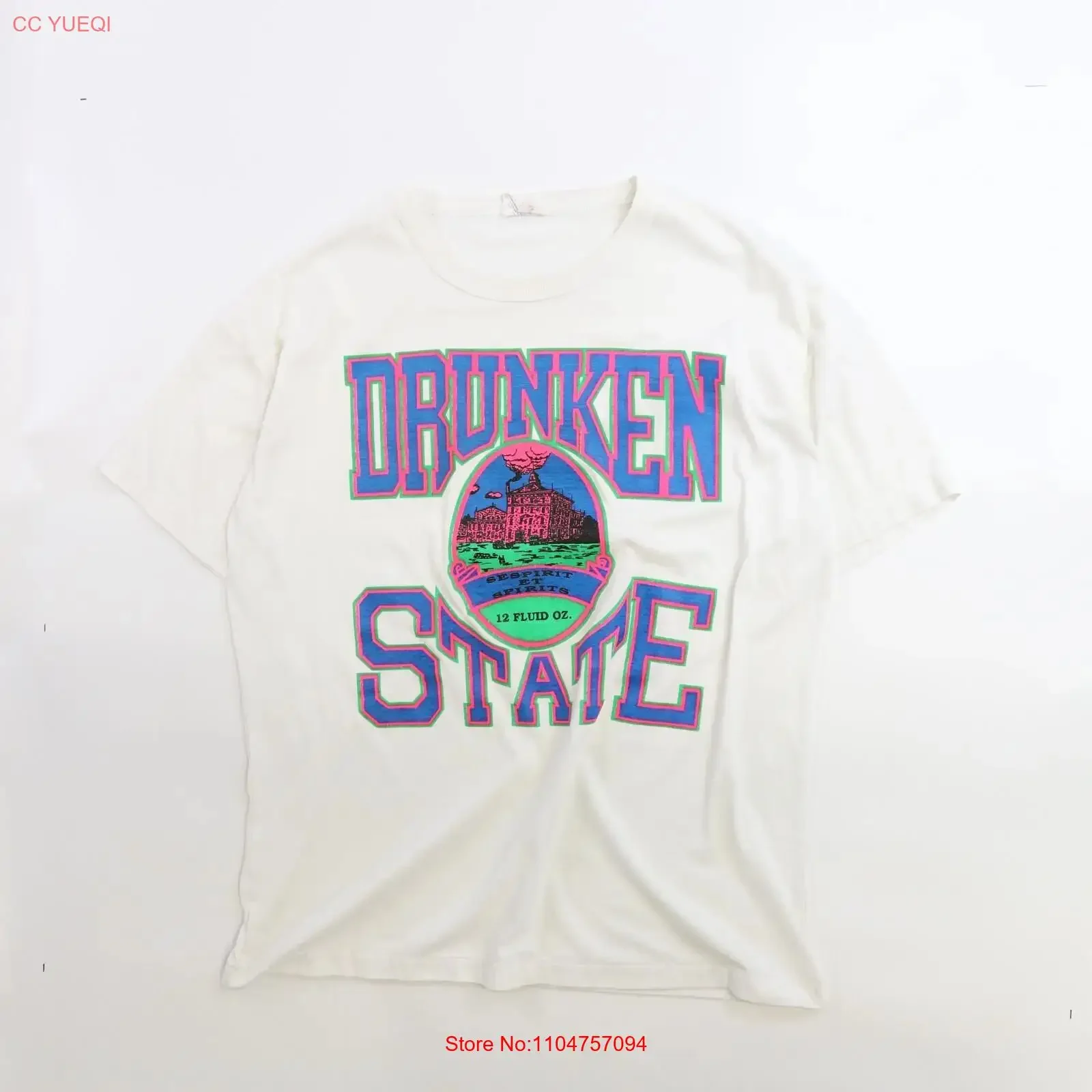 Vintage Drunken State T Shirt Size Large Humor Parody 90s vintage Washed Soft Top For Everyday Wear Breathable Unisex Versatile