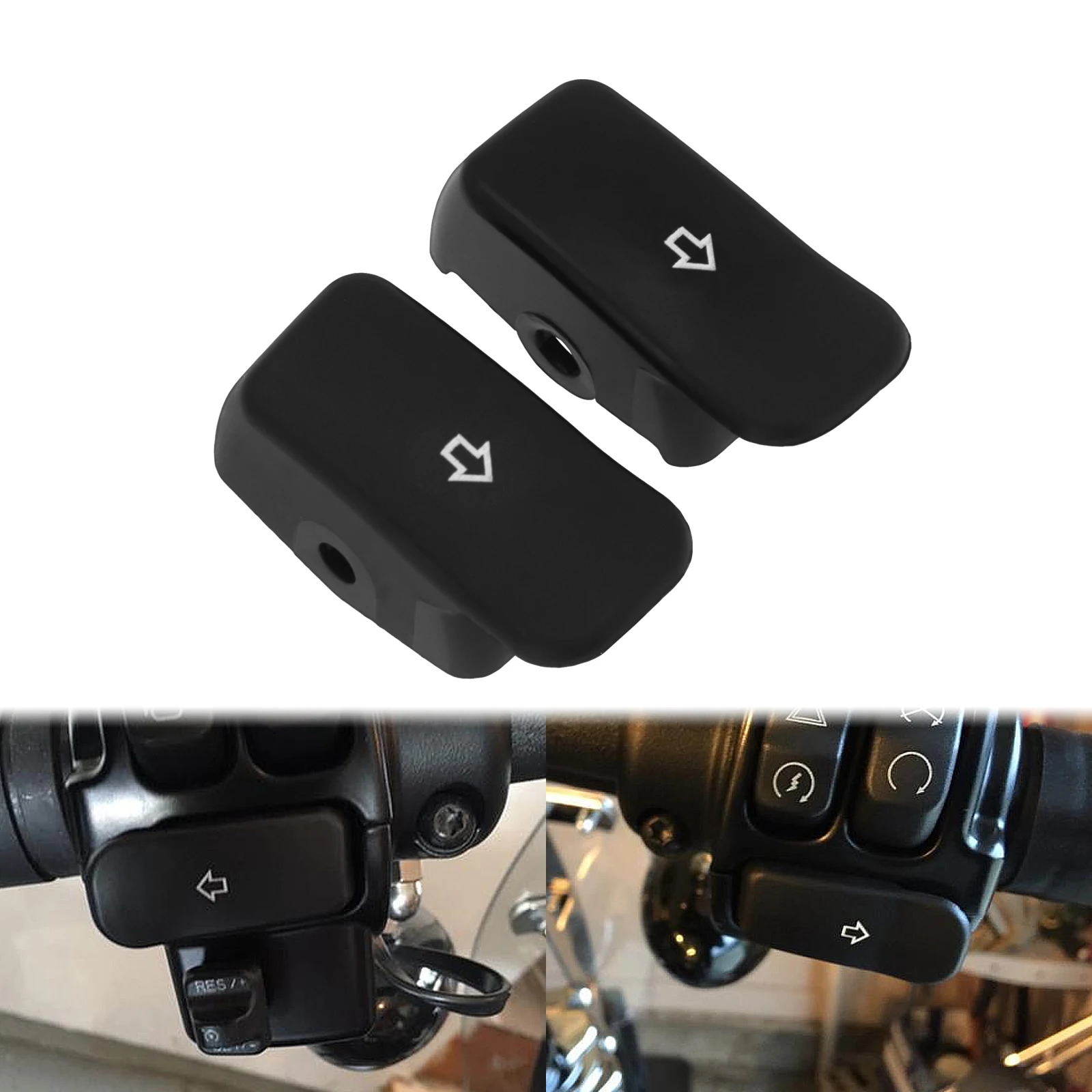 دراجة نارية بدوره إشارة تمديد غطاء أسود التبديل زر تمديد غطاء ل هارلي سوفتيل فات بوي FL داينا سبورتستر XL 883 1200 #1