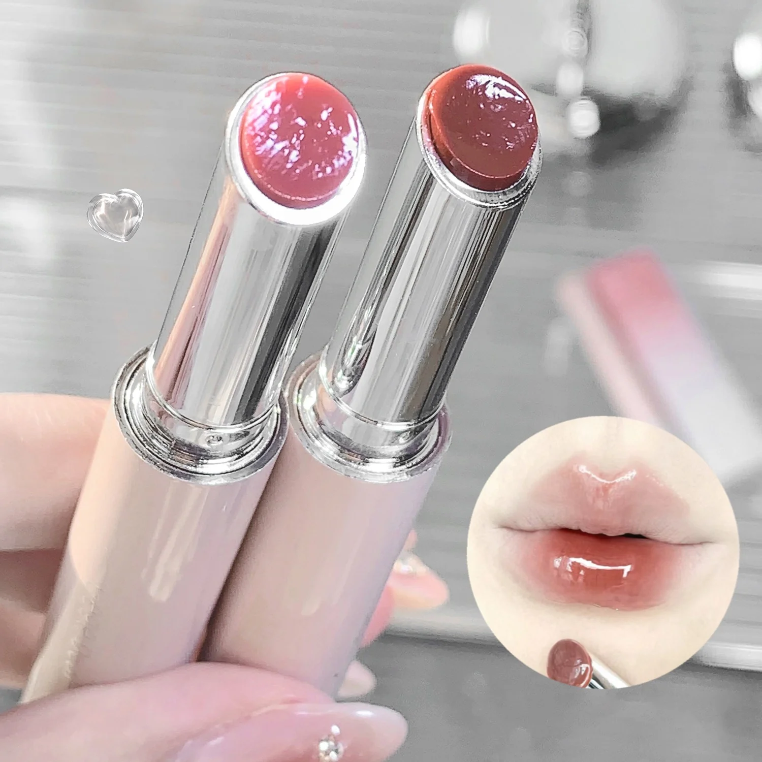 Rossetto a specchio lucido – Balsamo per labbra idratante con lucentezza in vetro, stick idratante e rimpolpante per labbra succosi, rugiadosi