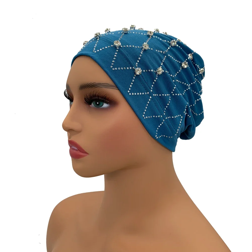 Muslim Inner Hijabs Islam Under Scarf Cap Stretchy Headscarf Bonnet Turbante Mujer Rhinestone Head Wraps for Ramadan Women