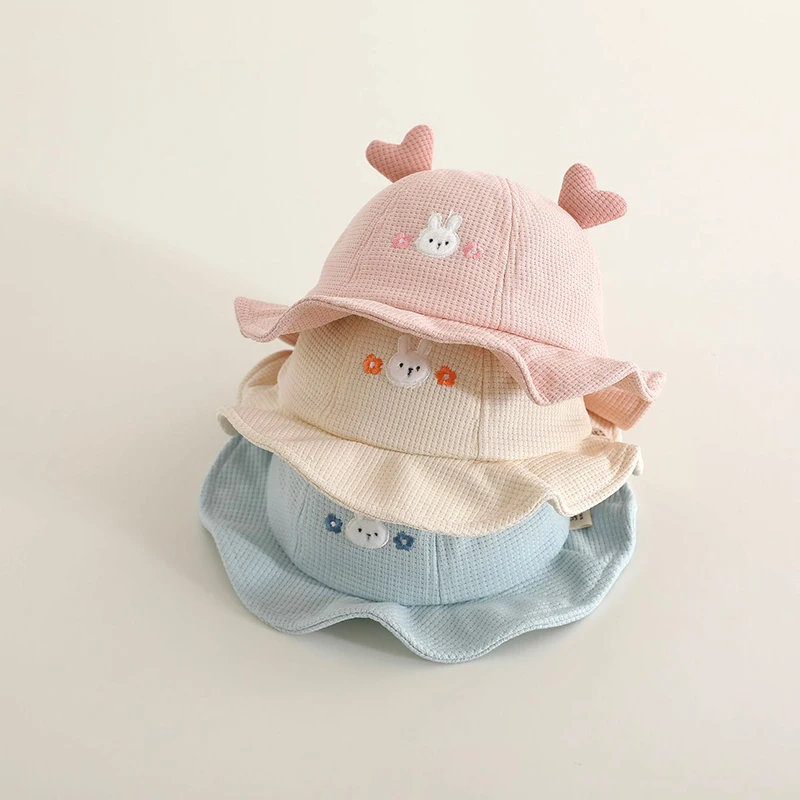 Little Rabbit Love sombrero de lavabo con protector solar para bebé, gorra de pescador coreana para niños, sombreros de sol para niños de dibujos animados, Viseras para exteriores de 3 a 12 meses