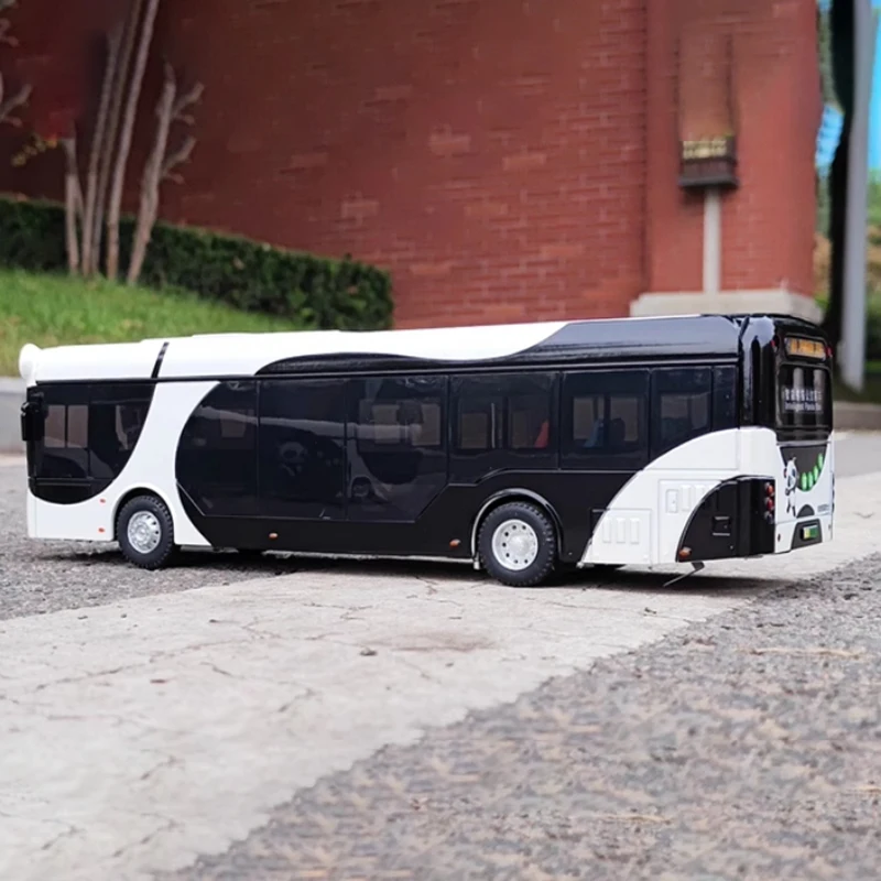 Diecast 1: 42 Scale Panda Bus Smart City Bus Metal Children's Simulation Alloy Toy Car Model Hobbies Collection Gifts