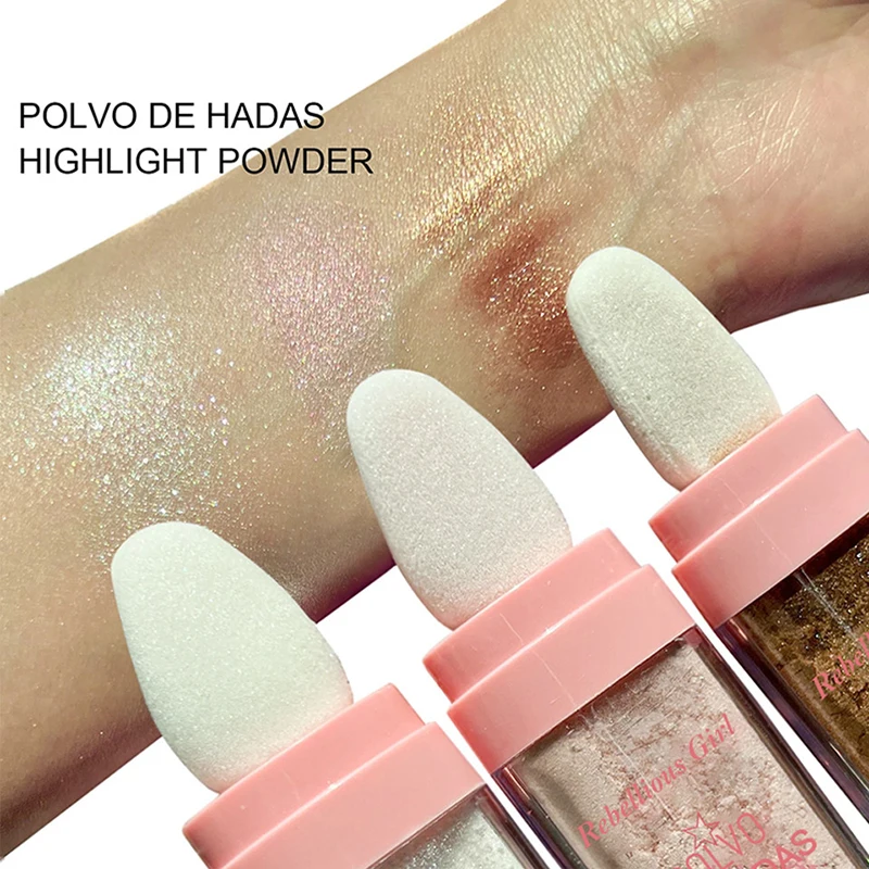 Resaltador de diamante para cara y cuerpo, polvo resaltador de brillo dorado y rosa, brillo de contorno, rubor en polvo, maquillaje facial, cosméticos, 1 unidad