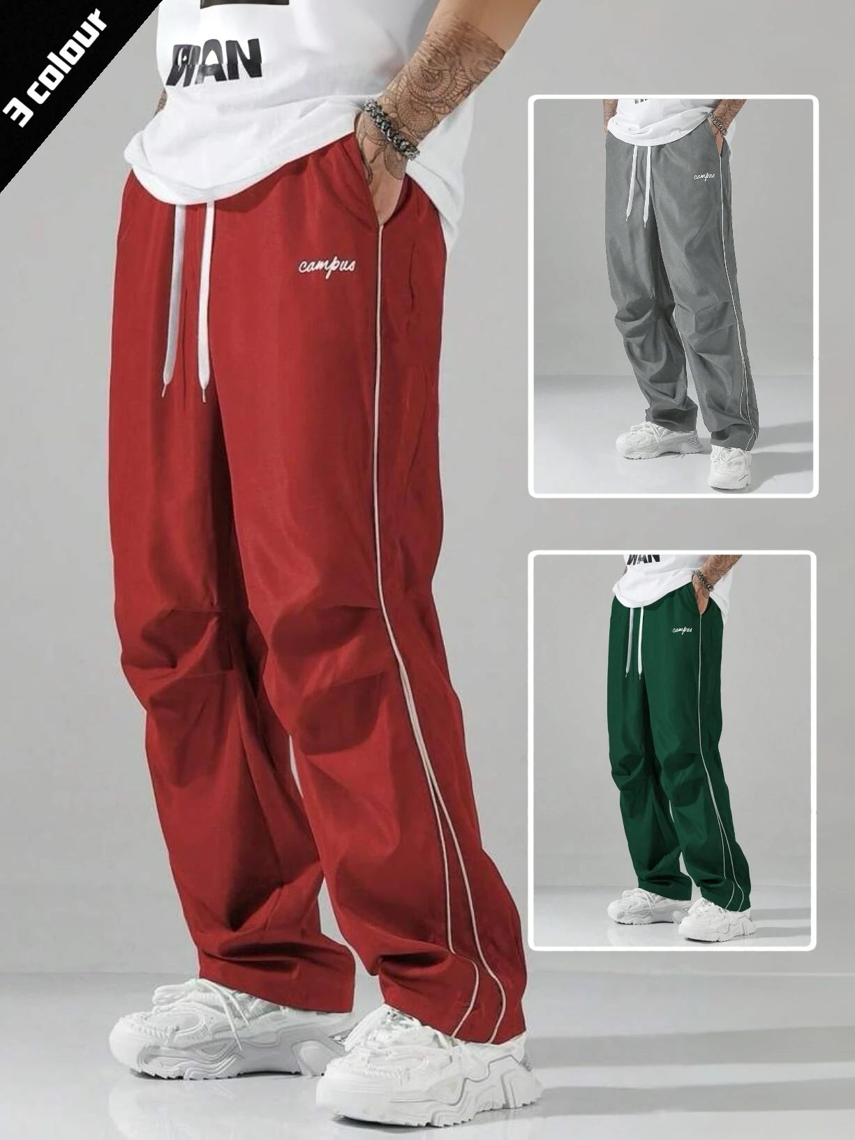 

Мужские трехцветные брюки в полоску с карманами: повседневная атмосфера для повседневной носки, также подходит для походов на выходные