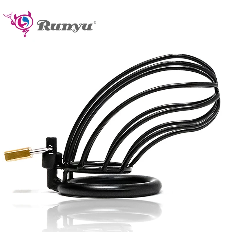 Runyu Man Penis Chastity Cage Metal Black Chastity Lock Abstainer Stainless Steel Urethral Lock Adult SM Punitive Erotic Goods