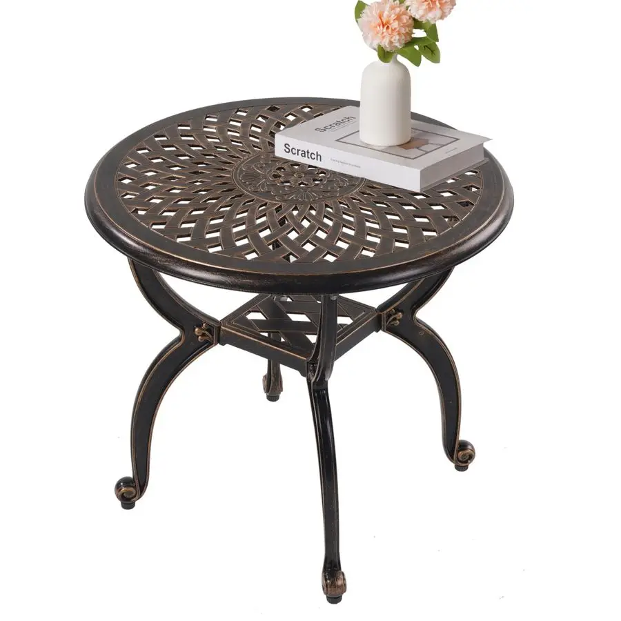 

Aluminum Outdoor Side Table,Small Patio Table,Outdoor Coffee Tables for Patio,Garden,Balcony, for All Weather Copper, Round