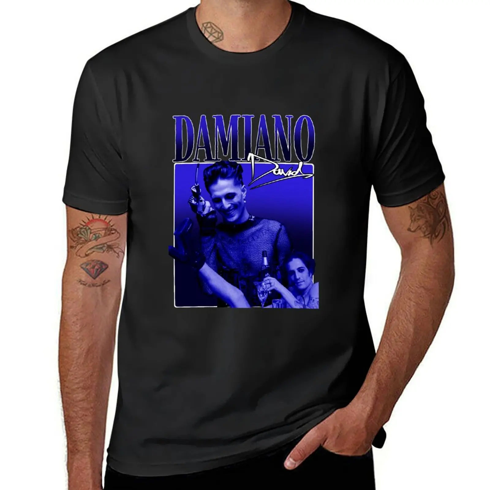 Damiano 90s style Blue T-Shirt shirts graphic tees heavyweights kawaii clothes quick-drying mens graphic t-shirts pack